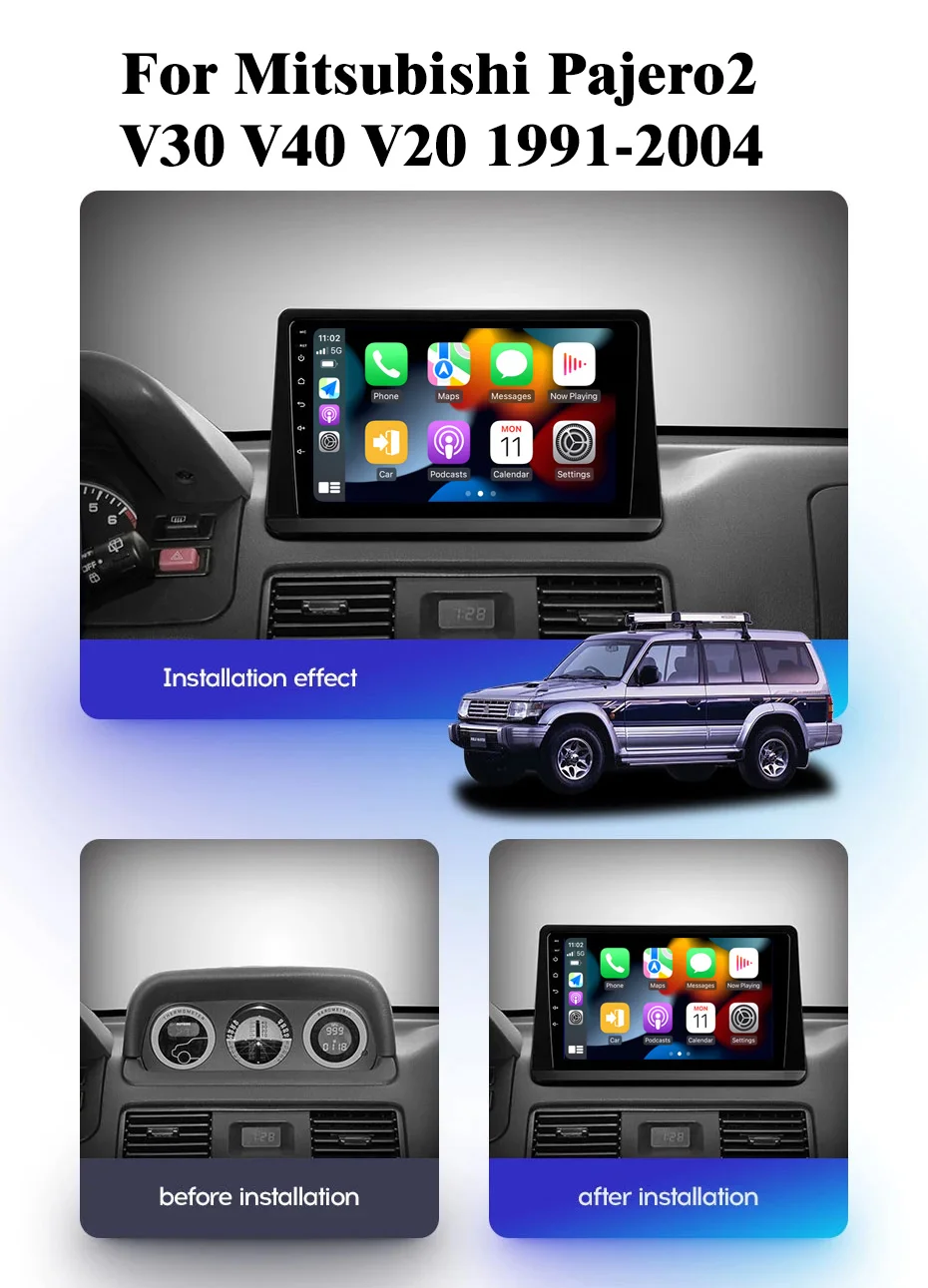 Авторадио для Mitsubishi Pajero 2 1991-2004 гг. Carplay Android Auto беспроводной мультимедийный