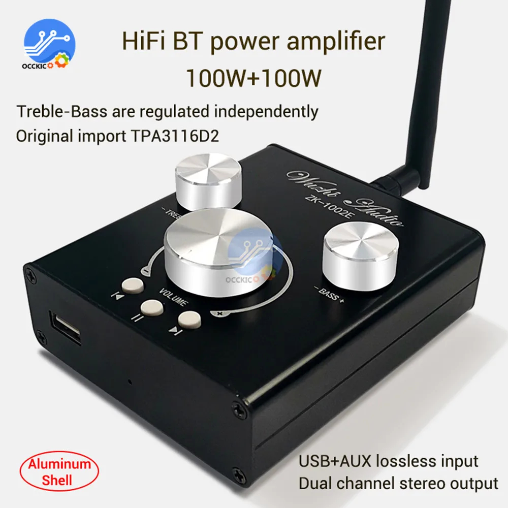

Двухканальная Плата усилителя TPA3116, 100 Вт * 2 50 Вт * 2, высокое и низкое Цветовое оформление, Bluetooth 5,0, стерео, Плата усилителя 1002E 502E