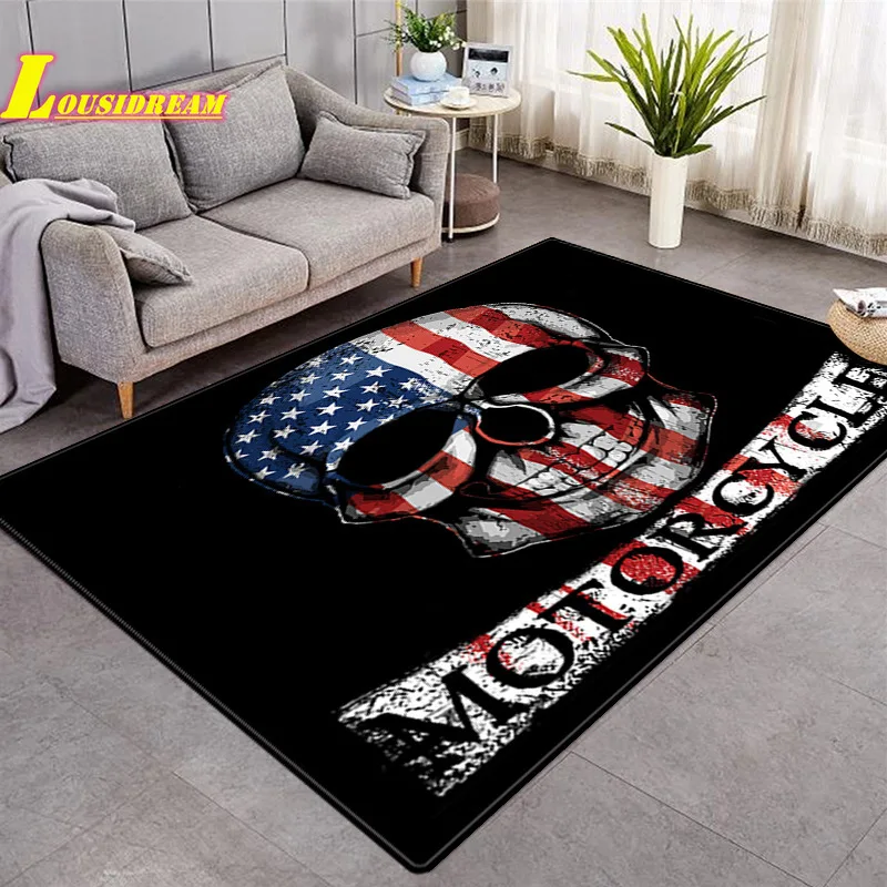 

Retro 3D Skull Carpet Nordic Halloween Horror Art Floor Mat Door Mat Anti-Slip Mat Carpet Bedroom Living Room Home Decorations
