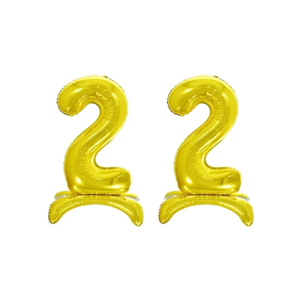 Воздушные шары цифра 22 80см золото на подставке
