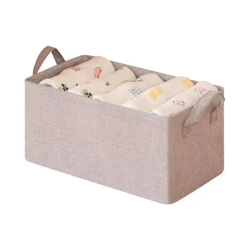 

Z4158 Clothes storage box fabric cotton and linen folding storage basket artifact