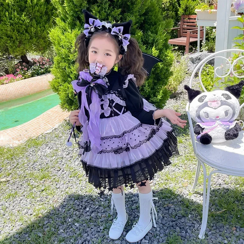 Платье на Рождество и Хэллоуин Sanrio Kuromi детское рождественское многослойное