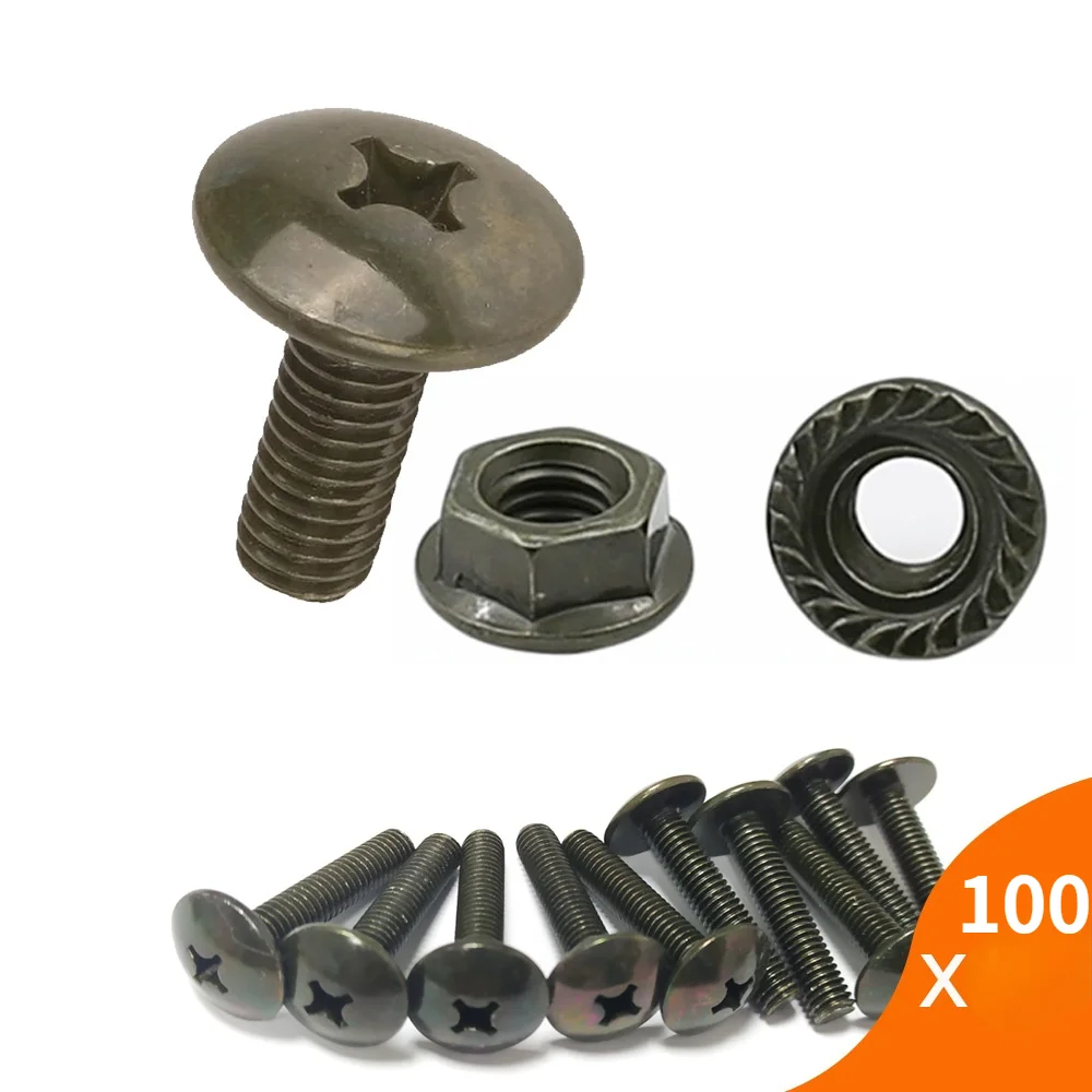 200 шт. большая плоская головка поперечный болт M6 для электрического скутера номерного знака мотоцикла винт корпуса гриб Phillips болт гайка 6 мм 200 шт. большая плоская головка поперечный болт M6 для электрического скутера номерного знака мотоцикла винт корпуса гриб Phillips болт гайка 6 мм