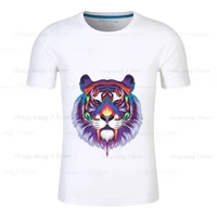 interesting tiger head mens 100 cotton t shirt cool short sleeves summer top high quality suitable for traveling c 016