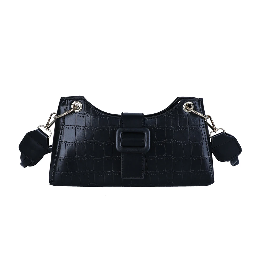 

Women Retro Woven Belt Shoulder Handbag Totes Fashion Alligator PU Crossbody Bag Youth Ladies Simple Versatile Bag
