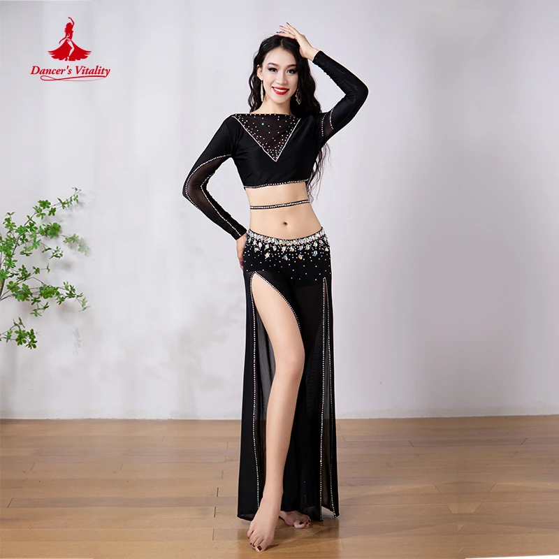 

Bellydance Costume Set for Women Winter Long Sleeves+split Trousers 2pcs Customzied Oriental Belly Dancing Performance Suit