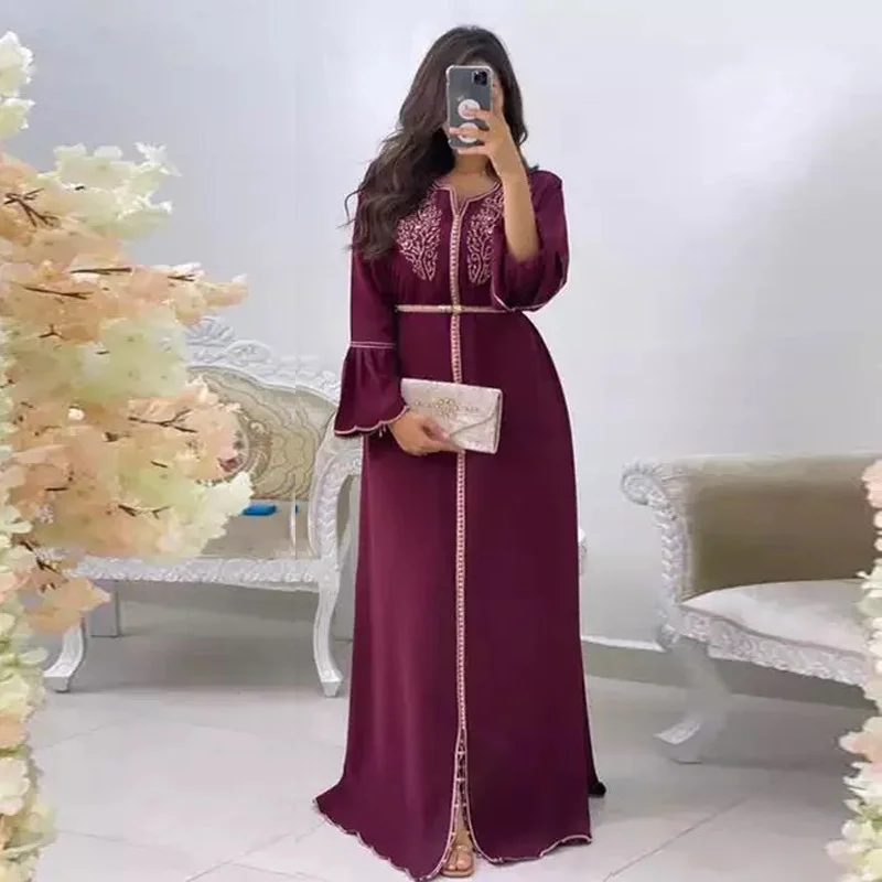 Muslim Women Prayer Dress Abaya Eid 2023 Ramadan Beading Maxi Long Dresses Islamic Musulman Moroccan Kaftan Vestdidos Turkey
