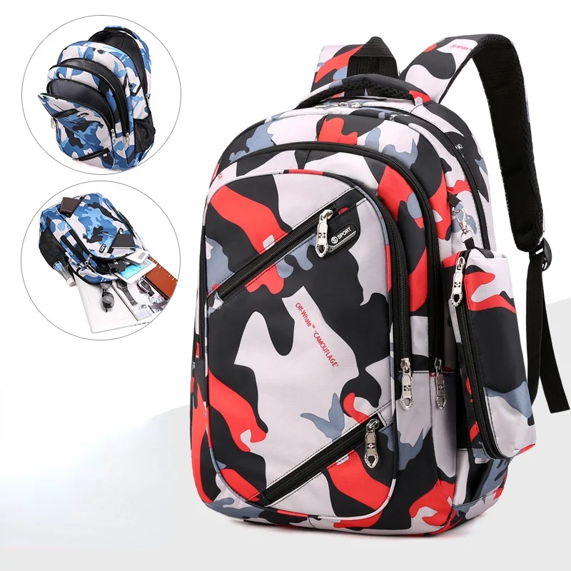 Boys Girls Cool Fashion Junior High School Students Bags with Pen Bag New Men Women Leisure Travel Computer Camouflage Backpacks