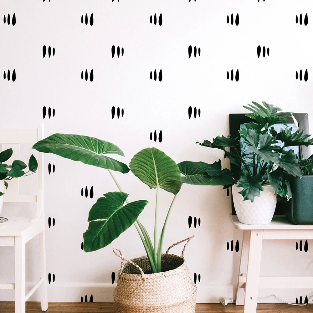 

44Pcs Lines Hand Drawn Raindrop Wall Sticker Living Room Playroom Trendy Rain Spot Polka Dot Wall Decal Bedroom Vinyl Decor