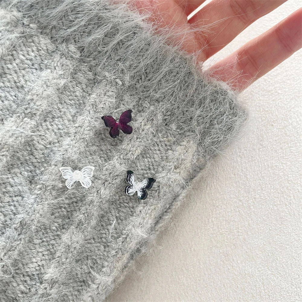 Градиентные серьги-гвоздики бабочки из акрила 3 пары