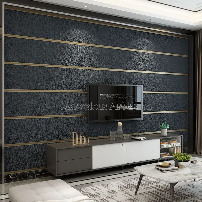 

Simple 3d Three-dimensional Deerskin Velvet Wallpaper Plain Non-woven Marble Stripes Living Room Tv Background Wallpaper