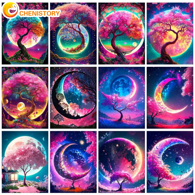 

CHENISTORY Painting By Numbers Kit Handpaint For Adults Landscape Tree Picture By Numbers Unique Gift For Home Wall Art Decor