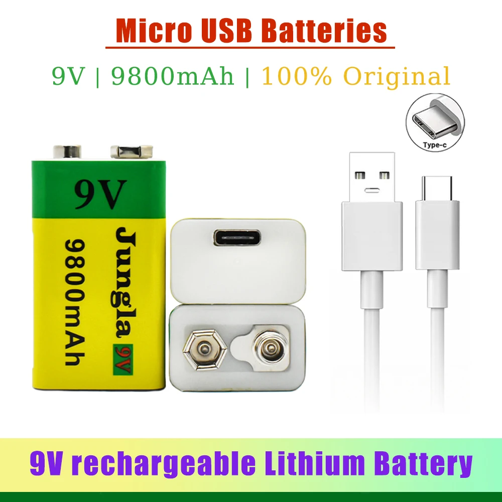 

Литий-ионная аккумуляторная батарея 9 в 9800 мАч, Micro Usb Батарея для мультиметра, микрофона, дистанционное управление, Прямая поставка