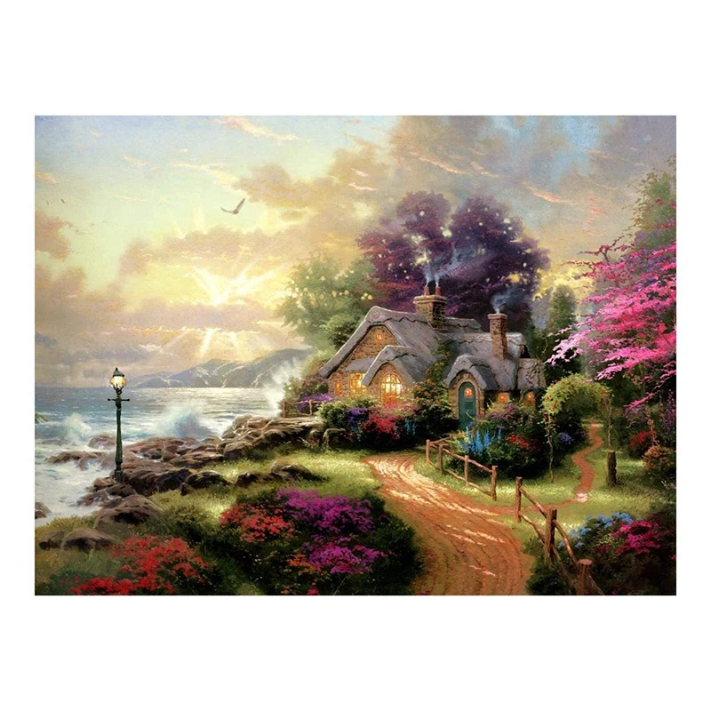 

Paint by Numbers Landscape Kits with Brushes and Acrylic Pigment DIY Canvas Painting for Beginner- Fairyland Scene