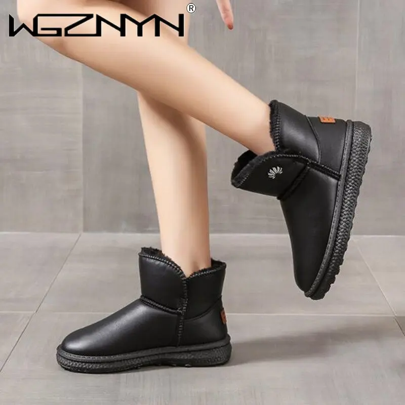 

Новинка 2022, зимние водонепроницаемые теплые плюшевые женские ботинки на резиновой подошве, ботильоны для снежной погоды, модная обувь без ш...