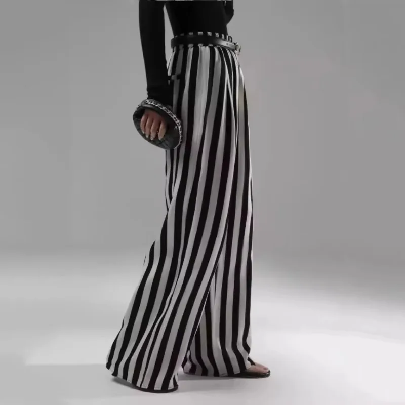 Женские винтажные брюки в черно-белую полоску Y2k