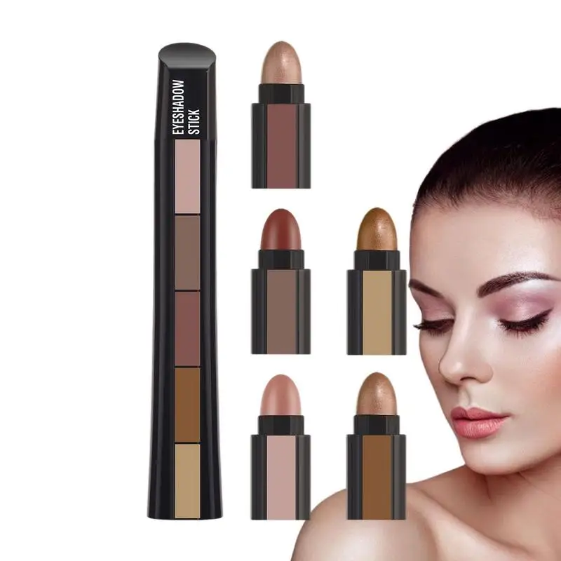 

Eyeshadow Stick Set Long Lasting 5 Color Matte Eyeshadow Set 5 Sections Eyeshadow Makeup Mini Sick Set