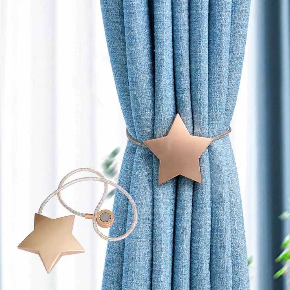 

2Pcs Pentagram Curtain Clip Free Punch Magnetic Curtains Tieback Buckle Holder Metal Curtain Straps Home Decorative Accessories