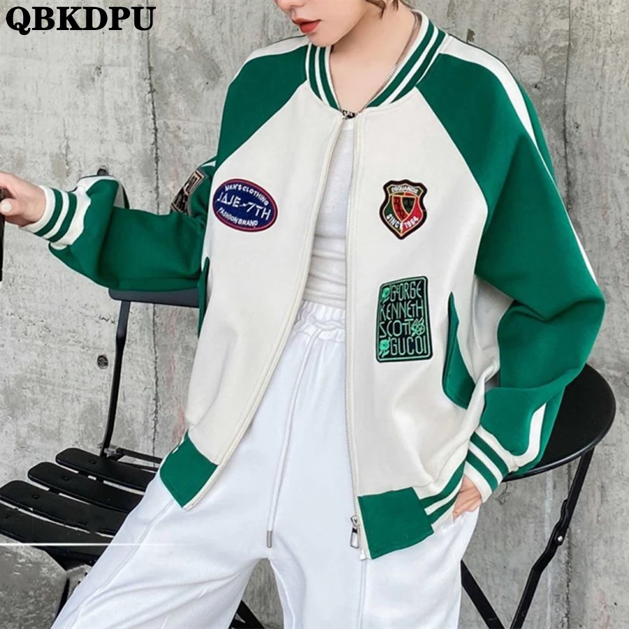 

Spliced Harajuku Baseball Jacket Varsity y2k Streetwear Women Spring Embroidery Letter Coat Casual Outwear Korean Fashion Abrigo