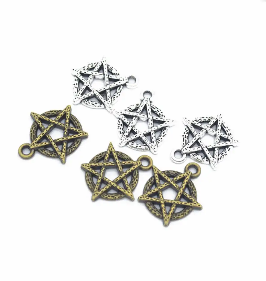 

65pcs Silver Plated Hollow Large Five-Pointed Star Pendants Earrings Necklace Accessories DIY Charms For Jewelry 19*18mm F0325