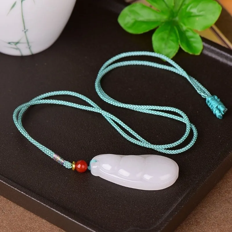 Универсальное Золотое шелковое Нефритовое ожерелье с подвеской для мужчин и