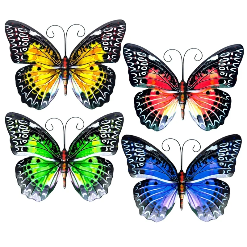 

4Pcs Metal Butterfly Wall Decor, Metal Wall Art Wall Decor Sculpture Hanging For Indoor And Outdoor, Living Room, Garden