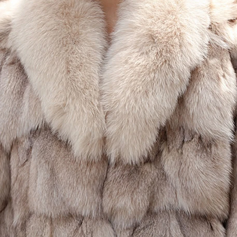 Женская Шуба из натурального меха норки Роскошная Красной лисы спереди наряд