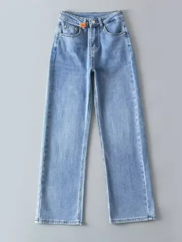 Wixra женские джинсовые брюки с высокой талией на молнии, женские классические прямые повседневные винтажные джинсы Highstreet Basic