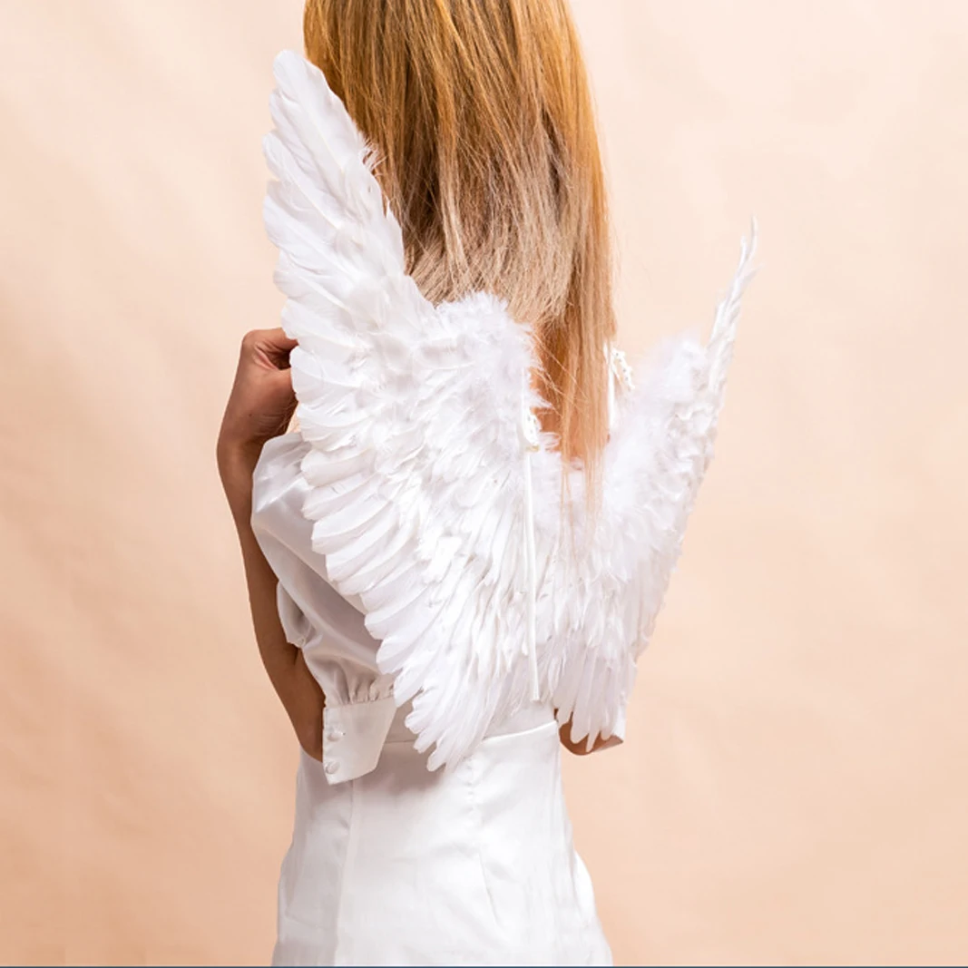 Белый угол косплей для взрослых черный Дьявол Крылья перьями крылья Хэллоуин