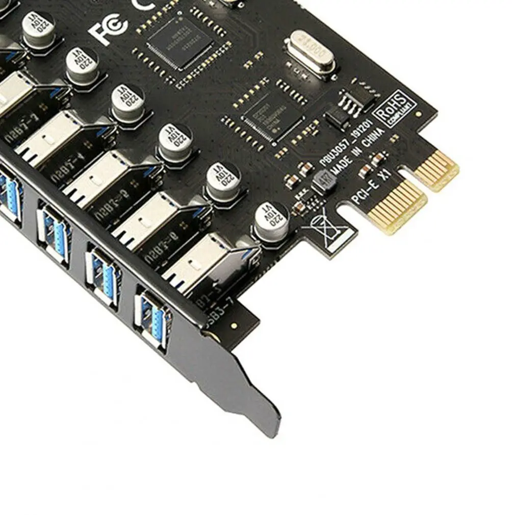 

USB 3.0 PCI express adapter PCI e to 7 ports USB 3 expansion adapter Card USB3 PCIe PCI-e x1 controller converter for Desktop