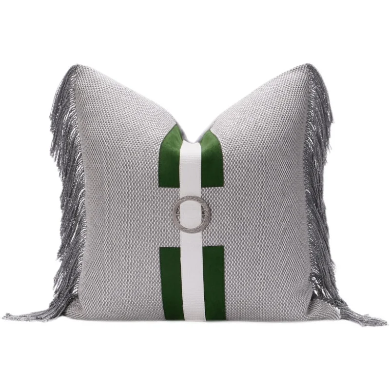 

Luxury Simple Sofa Cushions with Tassel Decorative Cushion Cover 45x45cm 30x50cm for Living Room Home Decor Solid Grey Pillows