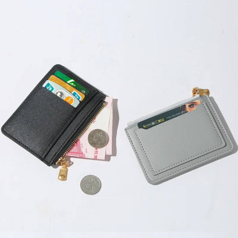 1PC Ultra-Thin Women Men Credit ID Card Holder PU Leather Zipper Fashion Small Wallet Money Bag Case Coin Purse Clip Organizer - купить по