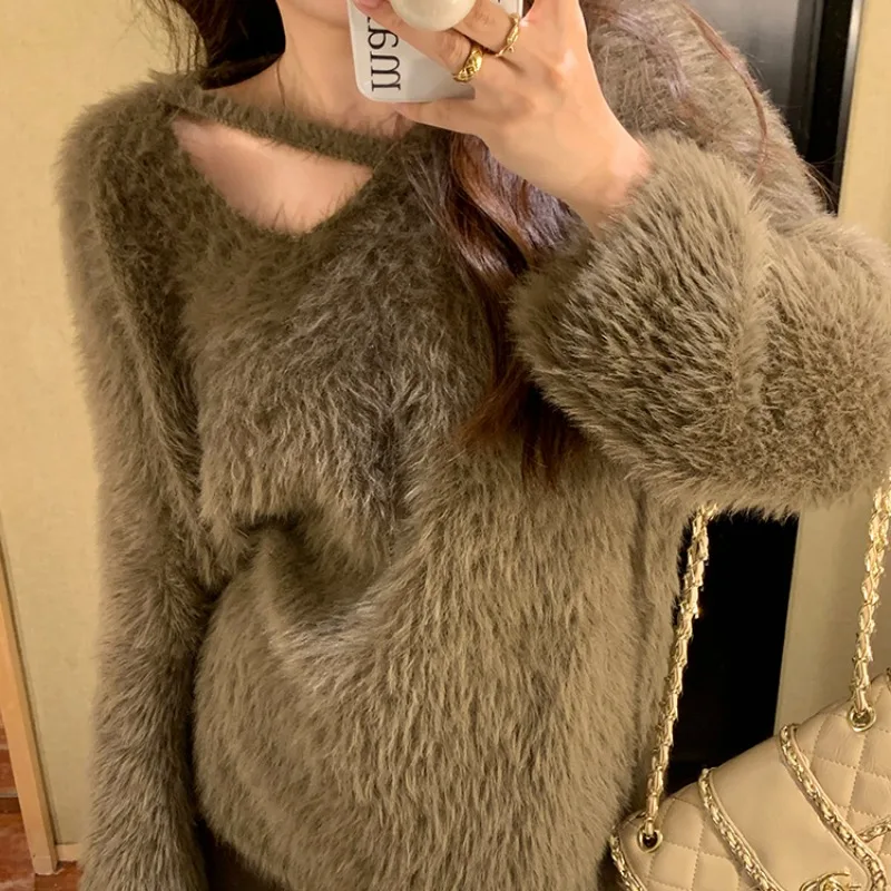 Пуловеры женские корейский модный свитер нежный пушистый приятный для кожи