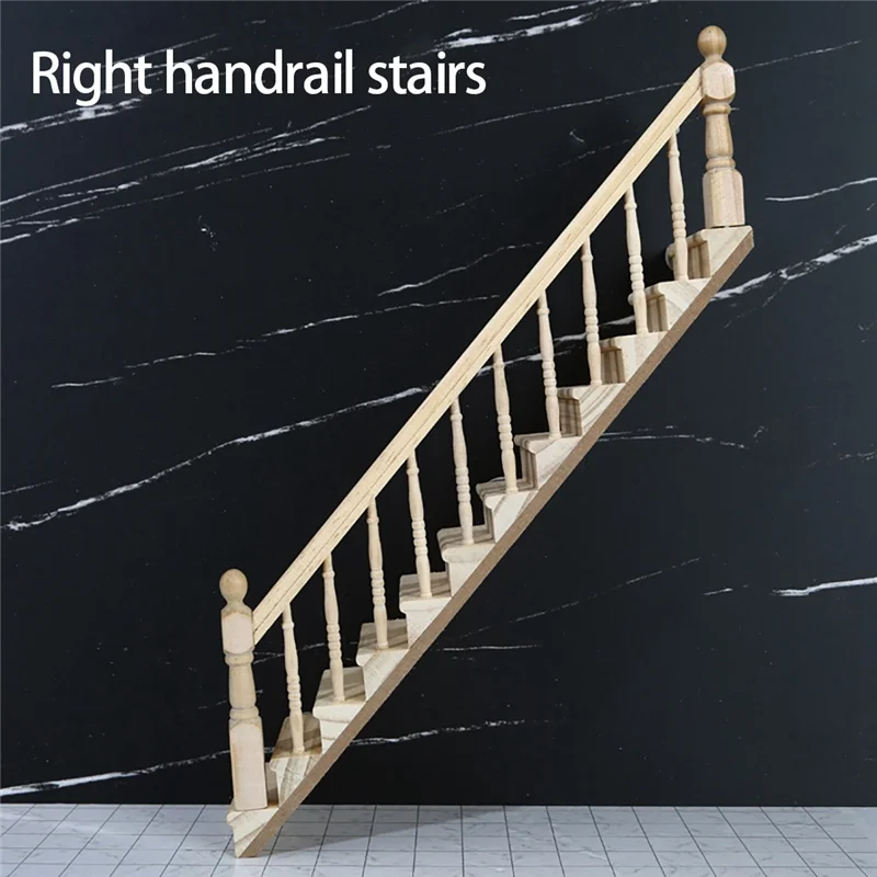 1:12 DIY Миниатюрные аксессуары поручни для правой лестницы деревянная мебель