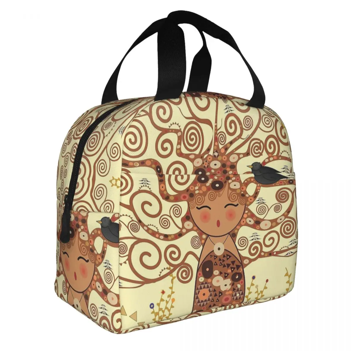 

Kokeshi Tree Of Life Insulated Lunch Bags Large Stoclet Frieze Gustav Klimt Lunch Container Cooler Bag Tote Lunch Box Picnic