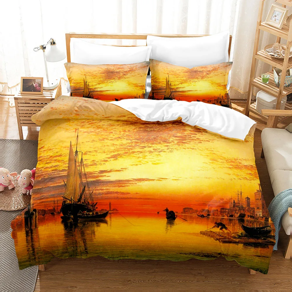 

Set Sea Waves Duvet Cover Comfortable Bedspreads Queen King Size Bedroom Decor