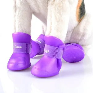 Imported 4Pcs Pet WaterProof Rainshoe Anti-slip Rubber Boot For Small Medium Large Dogs Cats Outdoor Shoe Dog