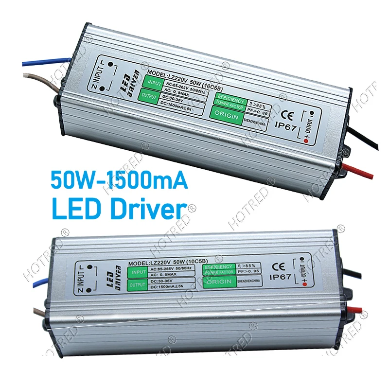 Светодиодный драйвер 50 Вт, адаптер-трансформатор AC85V-265V в DC22-38V30-36V15-34V, водонепроницаемый блок питания IP65, 1050мА, 1200мА, 1350мА, 1500мА (art.: 3920da593bda2) - 3920da593bda2