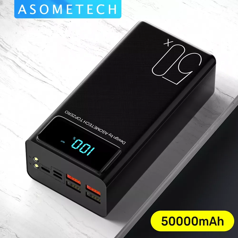

2023NEW Power Bank 50000mAh Large Capacity LED Powerbank 50000 mAh 2.1A Fast Charging External Battery Charger For iPhone Xiaomi