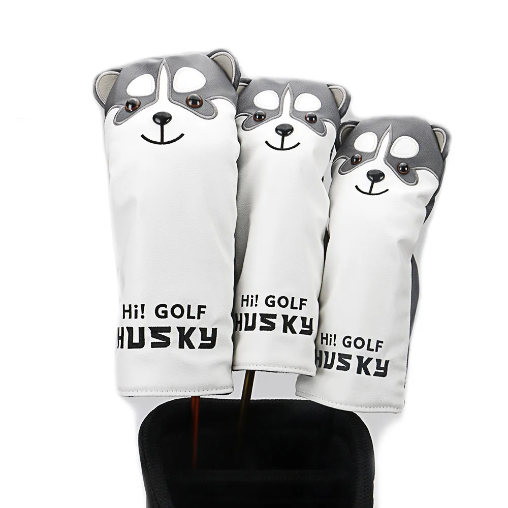 Golf club cap cover one-wood fairway wood cover mixed-race rod husky cartoon club protective cover