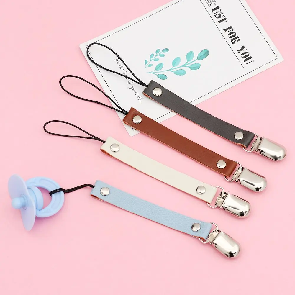 

1 Pcs Pacifier Clip Chain Baby Leather Soother Nipple Teether Strap Chain Holder Strap Fashion Pacifier Clips Accessories