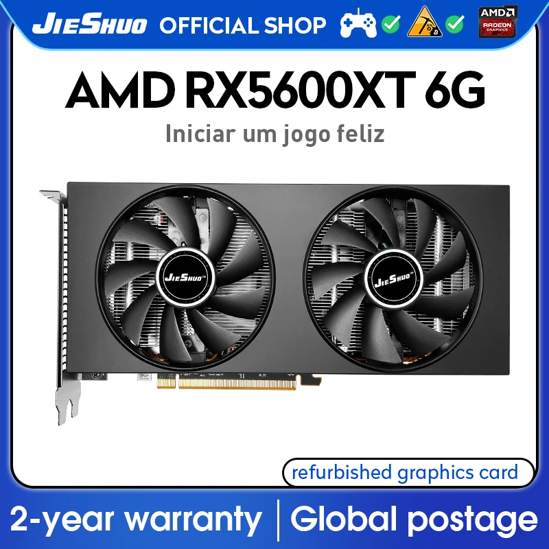 

JIESHUO Graphics Card RX 5600 XT Game GDDR6 GPU PC 256bit DP*3 HD*1 RX5600xT Computer Esports Game Video Card
