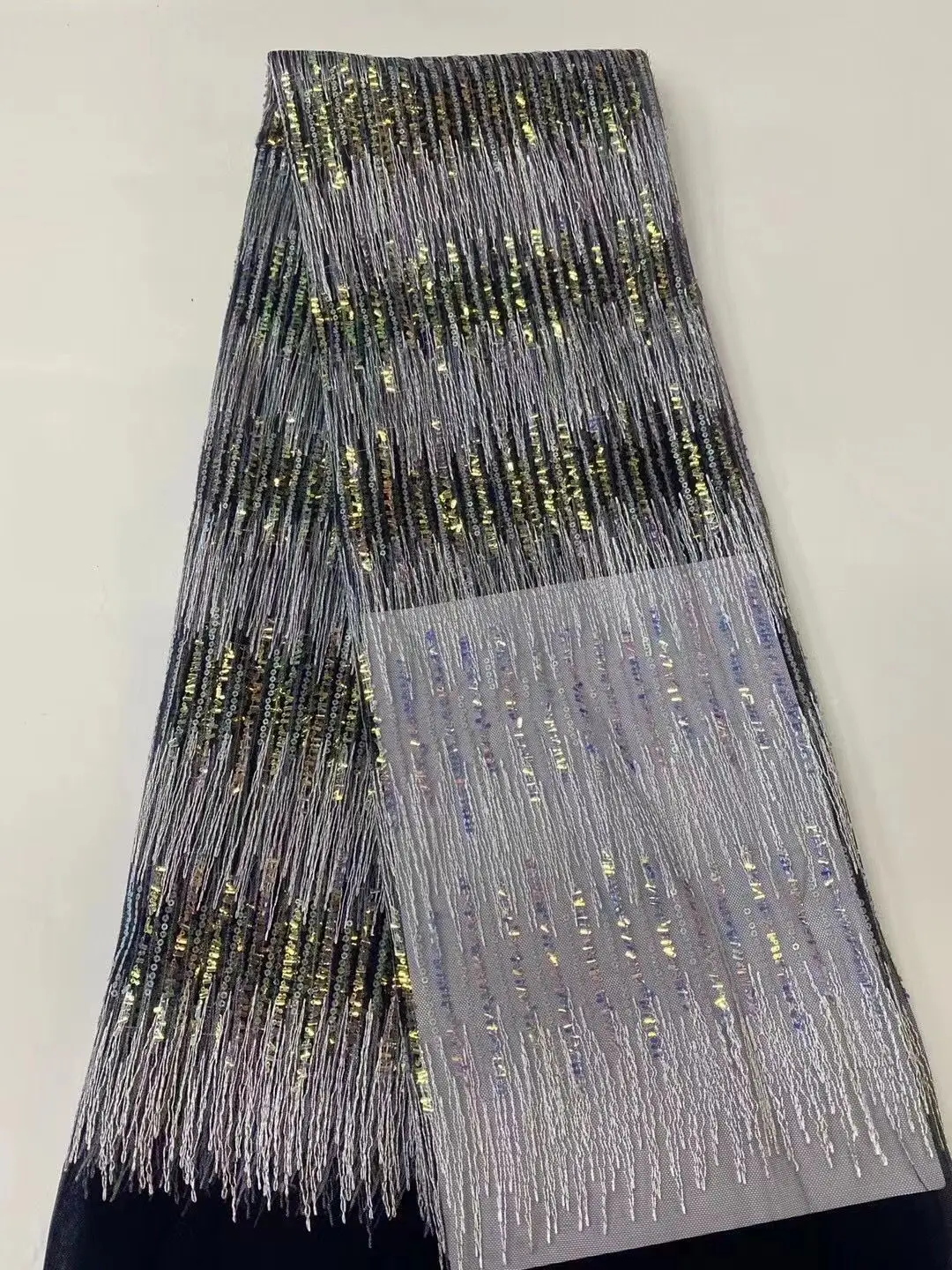 Модная африканская кружевная ткань с блестками сетка из бисера кружево