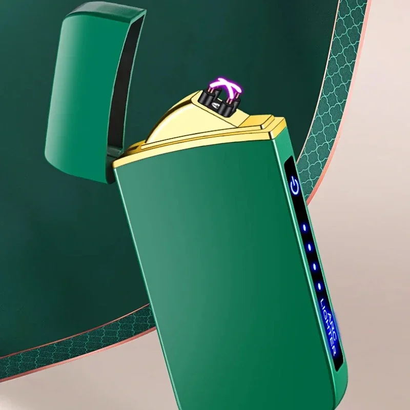 Беспламенная плазменная зажигалка с двойной дугой металлическая ветрозащитная