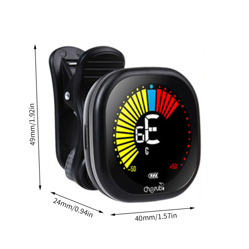 

Guitar Tuner Rechargeable Ukulele Violin Guitar Tuning Clip Automatic Tuner with LCD Colorful Display