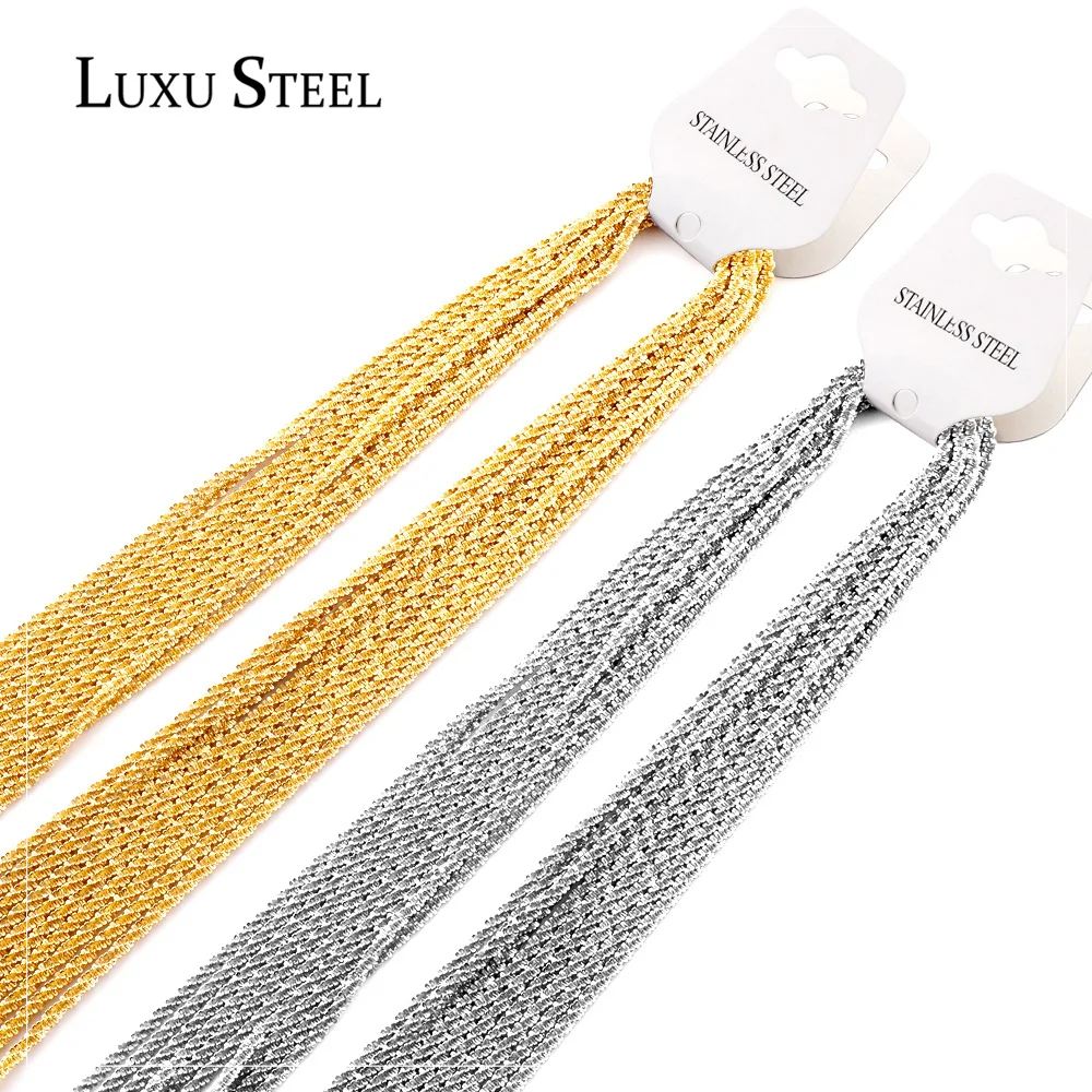 

LUXUSTEEL 5pcs/Lots Stainless Steel Chains For Pendants DIY Cauliflower Shape Bulk Necklace Width 2.2mm