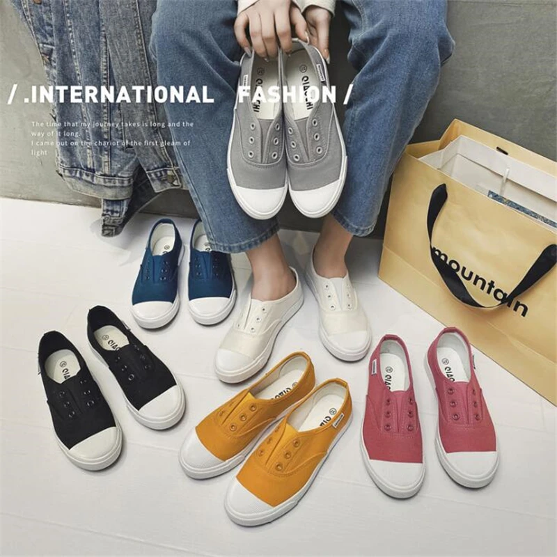 Кеды женские холщовые низкие кроссовки без застежки плоская подошва