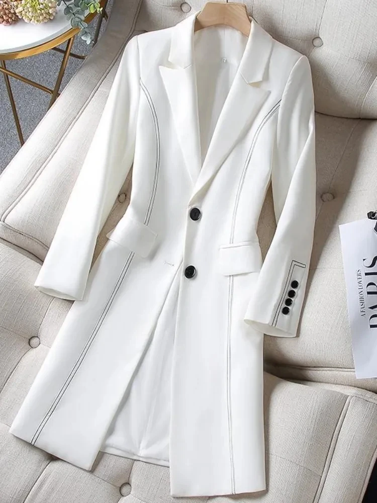 

Women's Blazer 2023 New Spring Autumn Mid-length Suit Jacket Fashion Chic Thin Thickened Coat Oversized Office Ladies Clothes