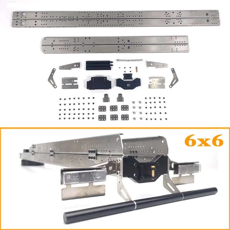 

6X6 Stainless Steel Main Beam and Vice Beam for 1/14 Tamiya RC Truck Tipper Scania MAN Benz Actros Volvo Car Diy Parts