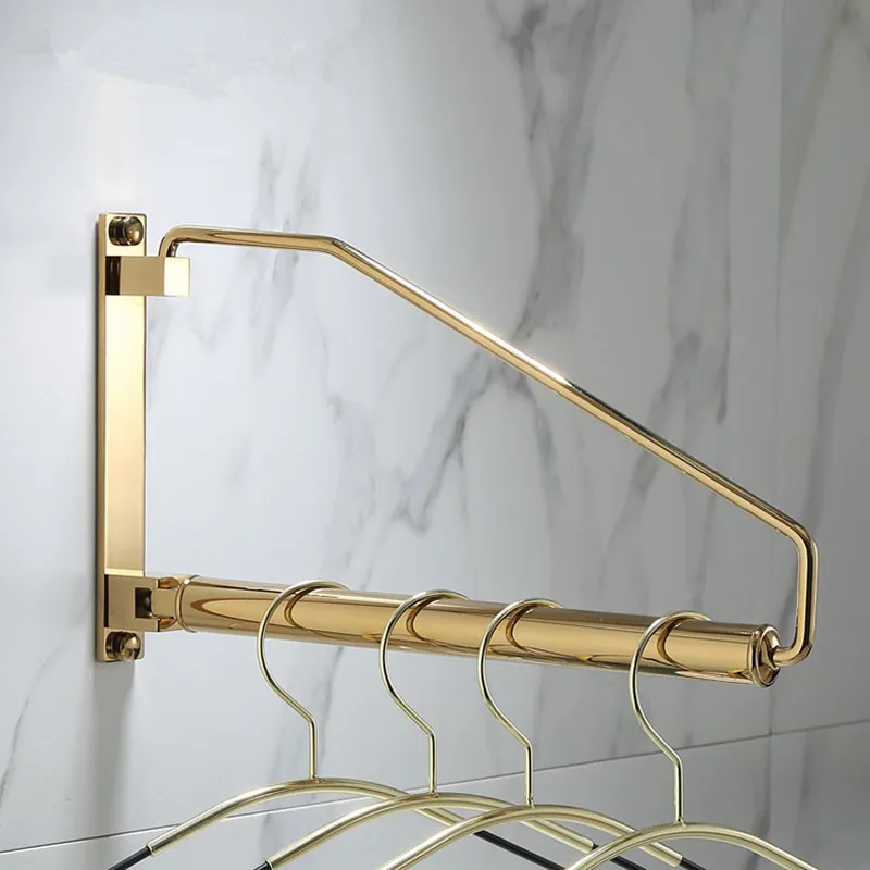 

Bathroom Accessories Wall Clothing Clothes Drying Gold Folding Hanger Brass Rack Organizer Holder Clothing Hanger Rack